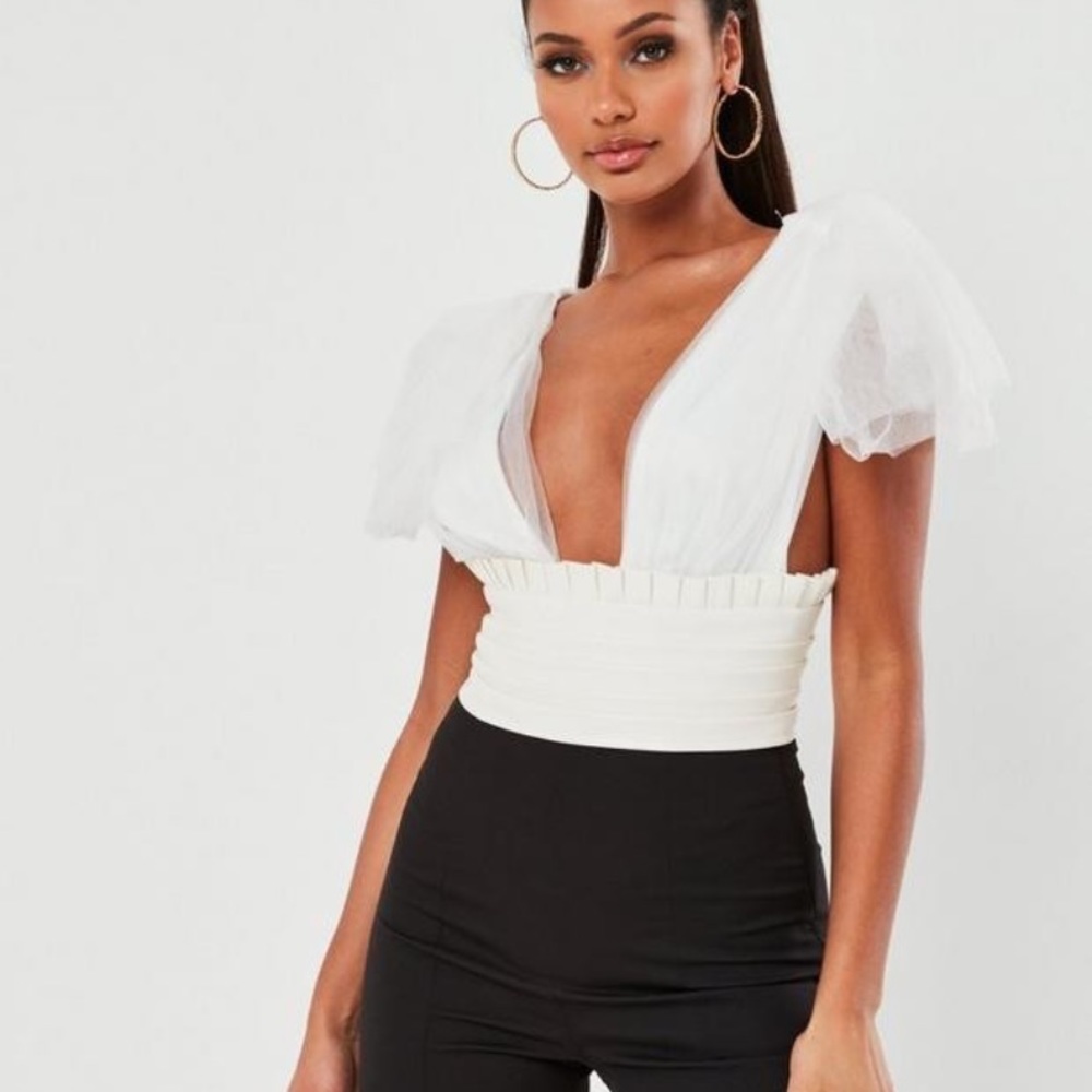 Missguided tulle leather top